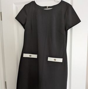 Tommy Hilfiger Black Mini Dress with White Pocket Trim